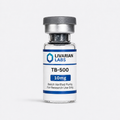 Vial labeled 'TB-500' from Livarian Labs on a white background